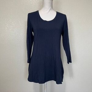 H By Halston top Navy Blue Modal